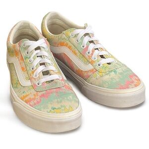 Vans Ward Tie-dye Sneakers Women’s Sz 8.5 Classic Old Skool Style Watercolors